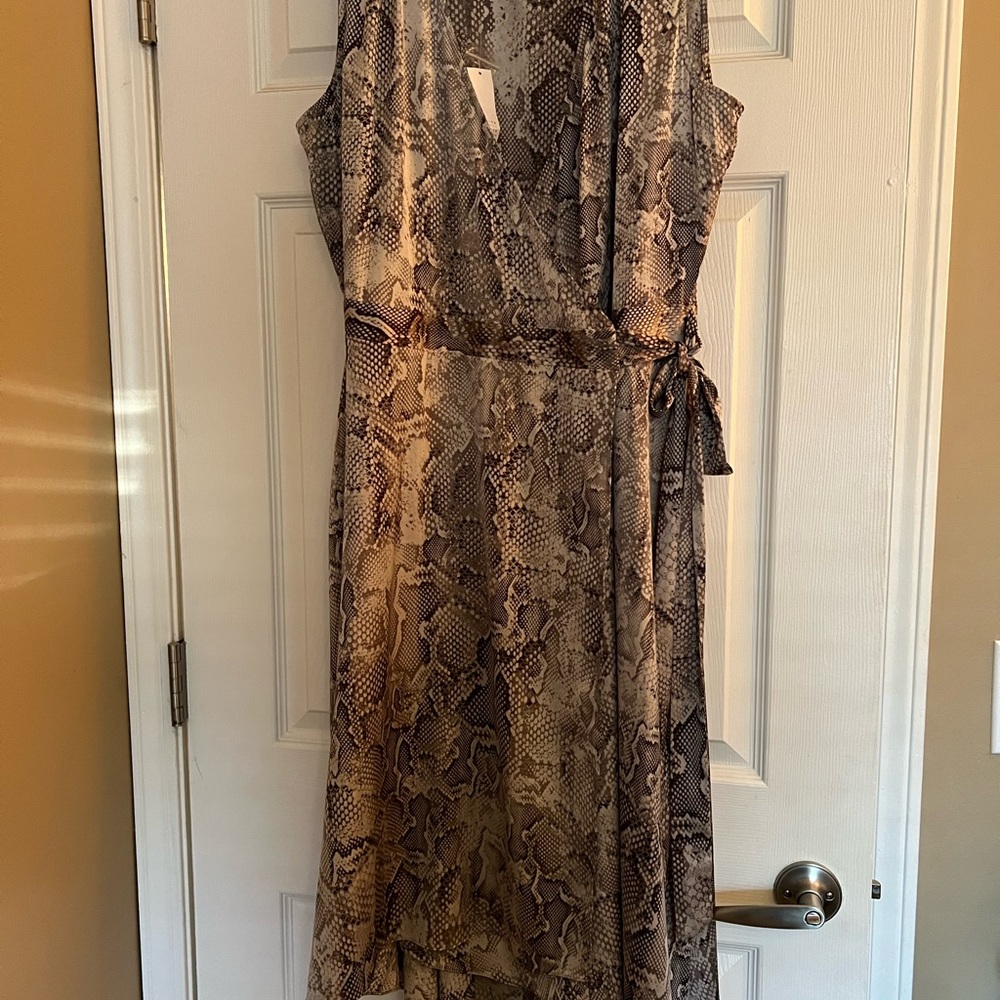 White House Black Market Black and White Snake Print High Low Dress